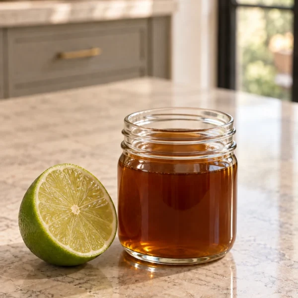Small four-ounce jar nearly full of two-ingredient Asian lime dressing