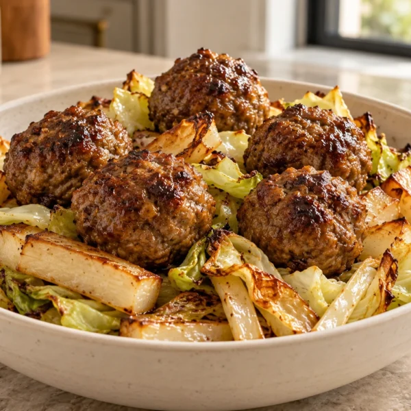 Full GAPS Asian beef meatballs with roasted cabbage and daikon