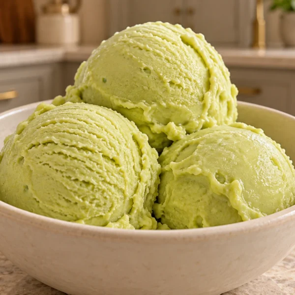 Three scoops of dairy-free avocado ice cream for Full GAPS