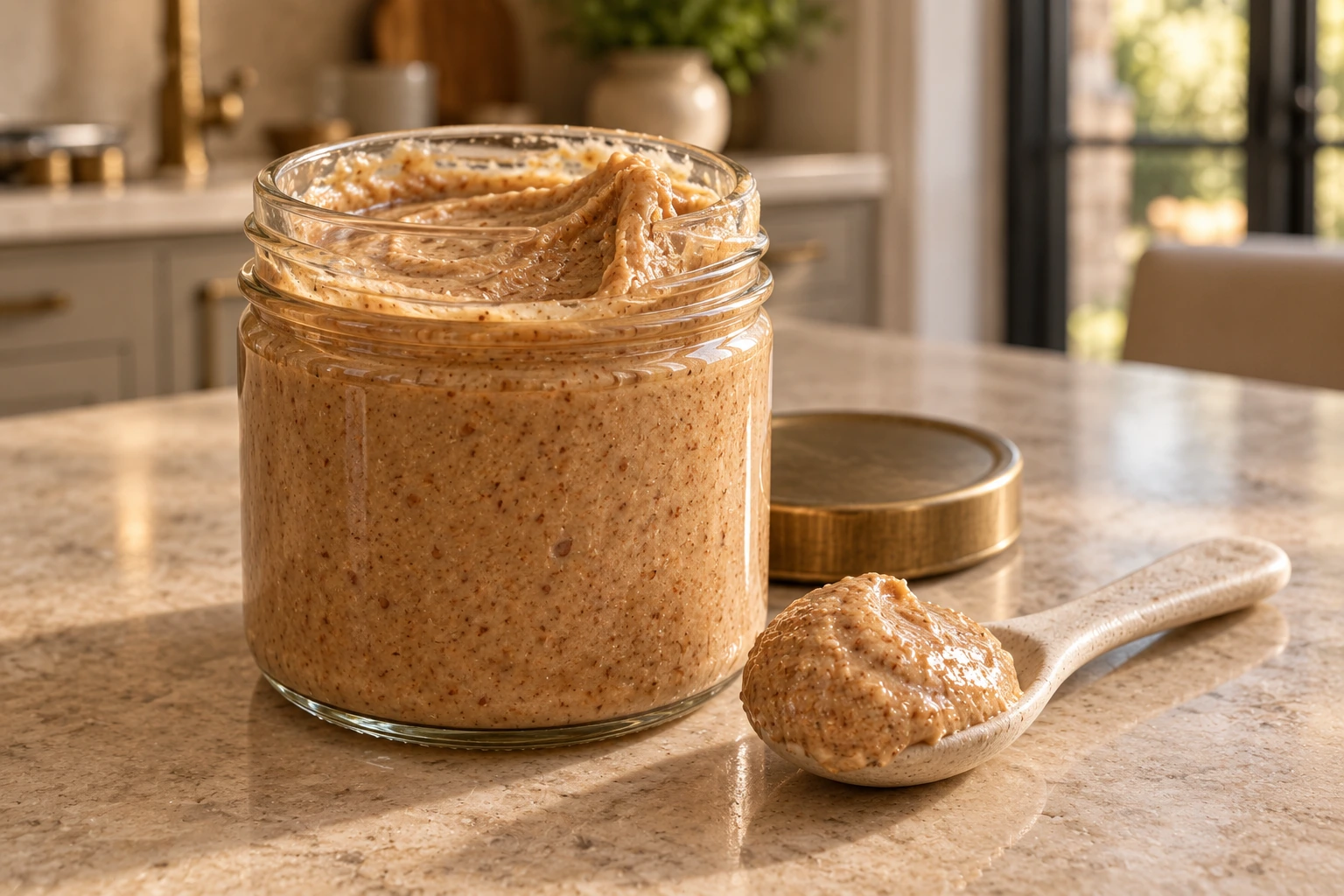 Jar of plain fermented almond butter for Full GAPS