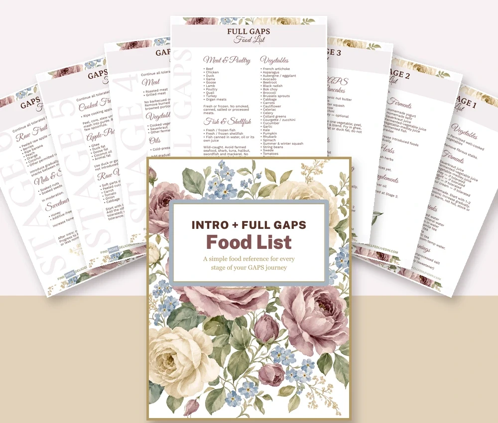 Intro and Full GAPS Food List printable preview