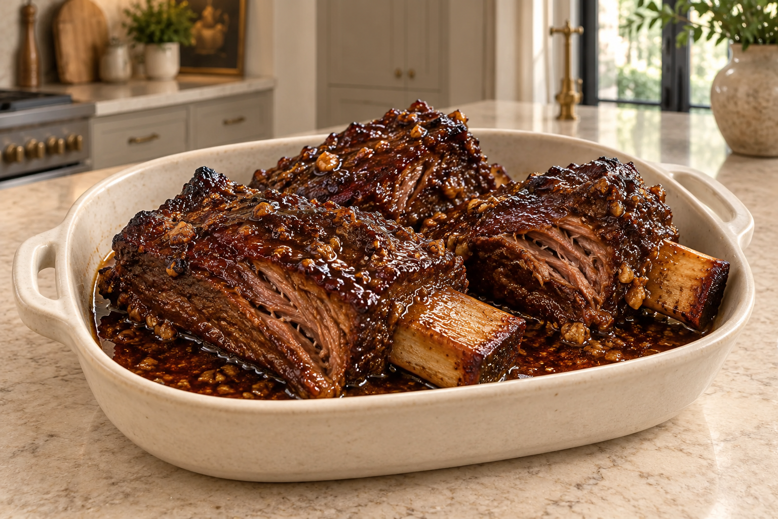 Full GAPS slow cooker Chinese beef short ribs glazed with coconut aminos honey ginger and garlic