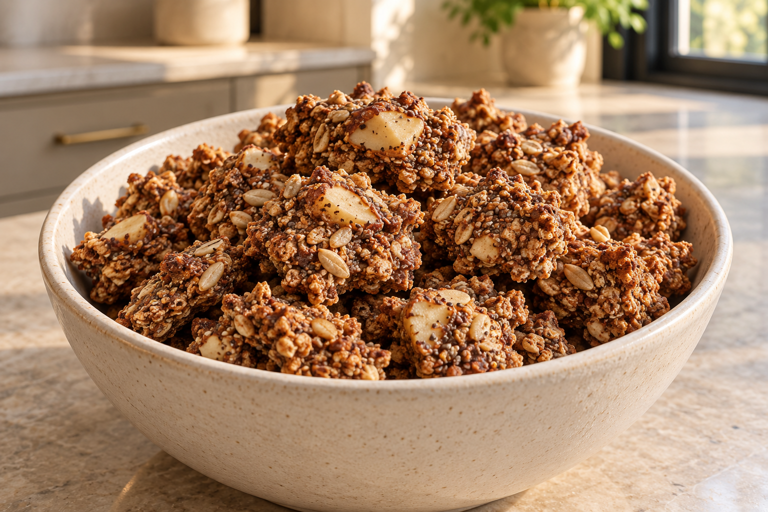 Finished Full GAPS grain-free granola with Brazil nuts and sunflower seeds