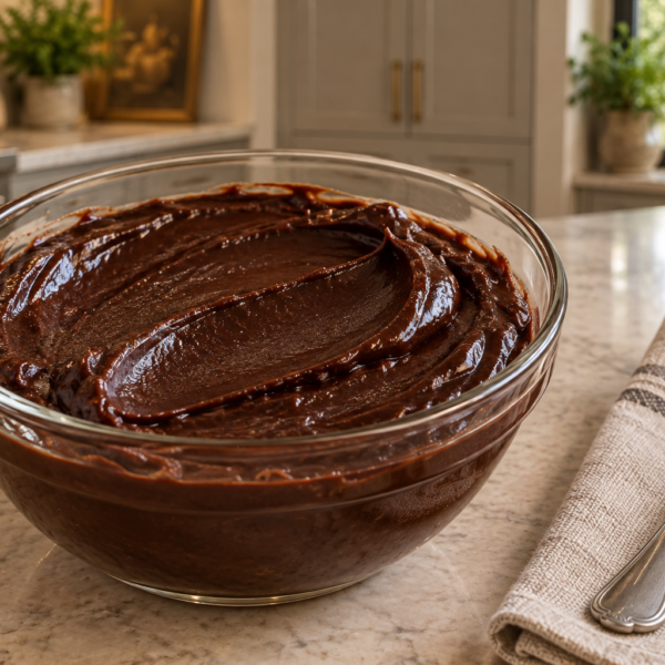 Five-minute Full GAPS cocoa ganache with a thick glossy spoonable texture