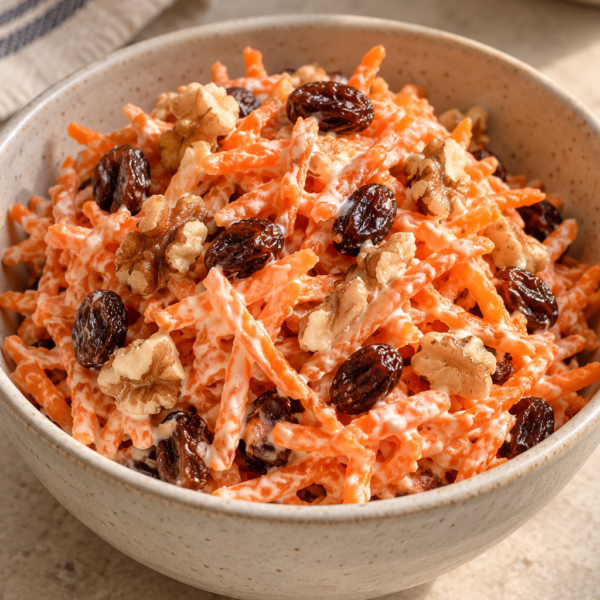 Official GAPS carrot salad with yogurt, softened raisins, and prepared walnuts