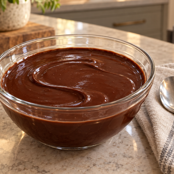 Full GAPS coconut-milk cocoa ganache with a smooth glossy medium-thick texture