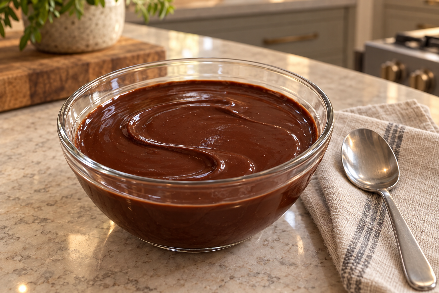 Full GAPS coconut-milk cocoa ganache with a smooth glossy medium-thick texture