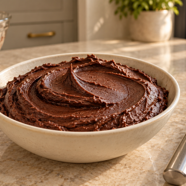 Firm Full GAPS cocoa frosting with coconut oil holding smooth defined swirls
