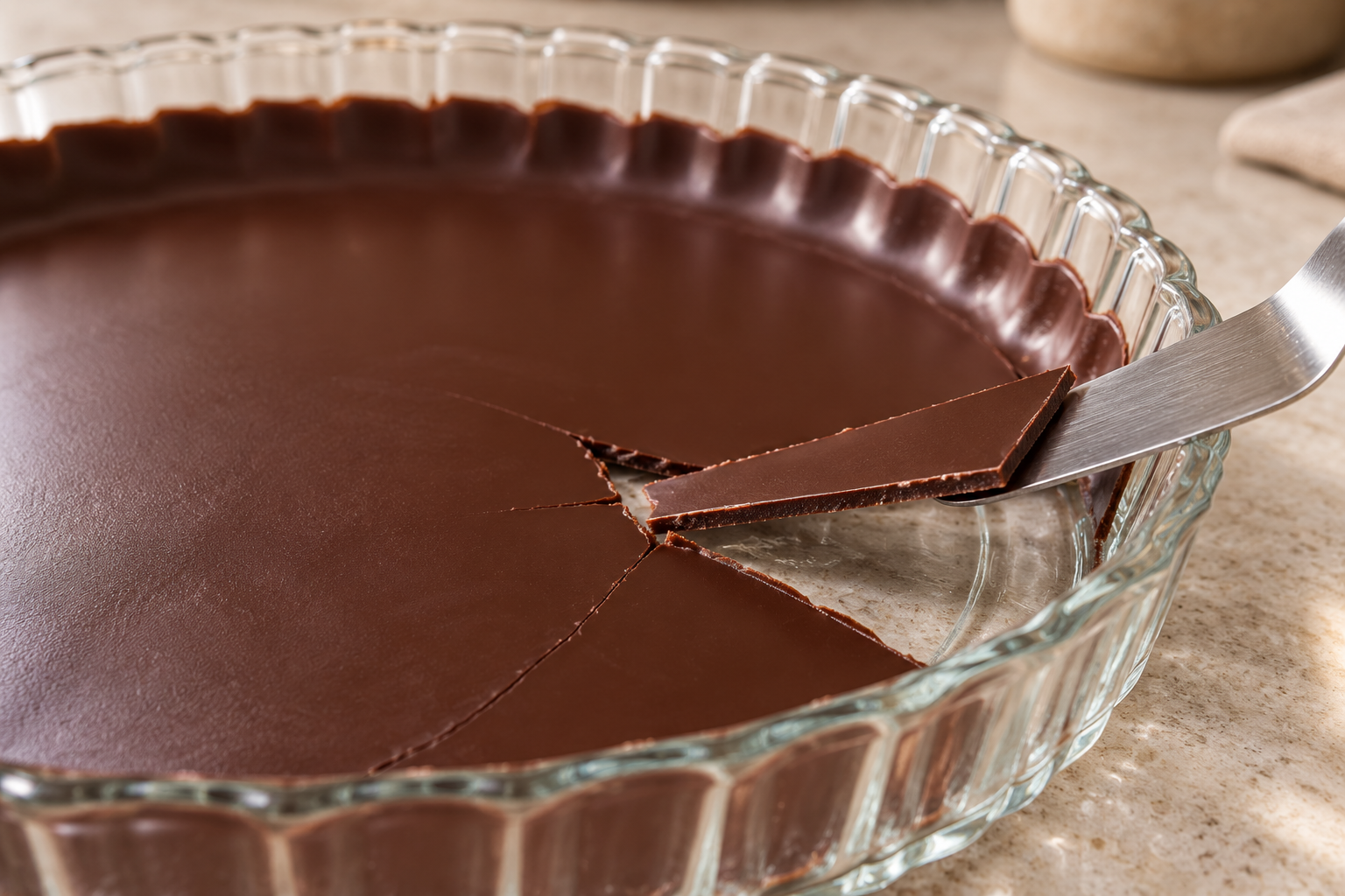 Deep cocoa homemade chocolate shell pieces with a clean firm edge