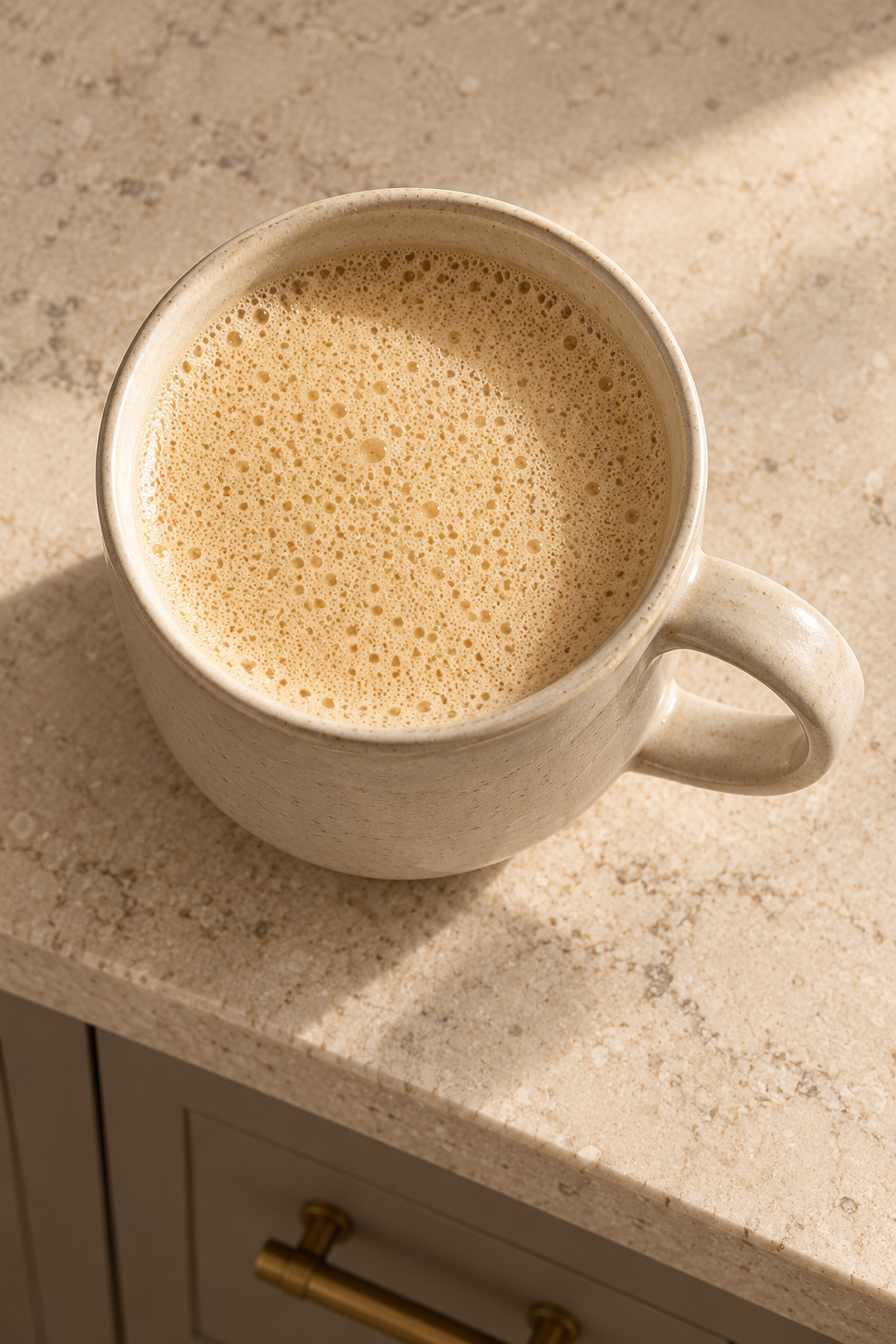 Overhead view of creamy Butter Tea for Full GAPS