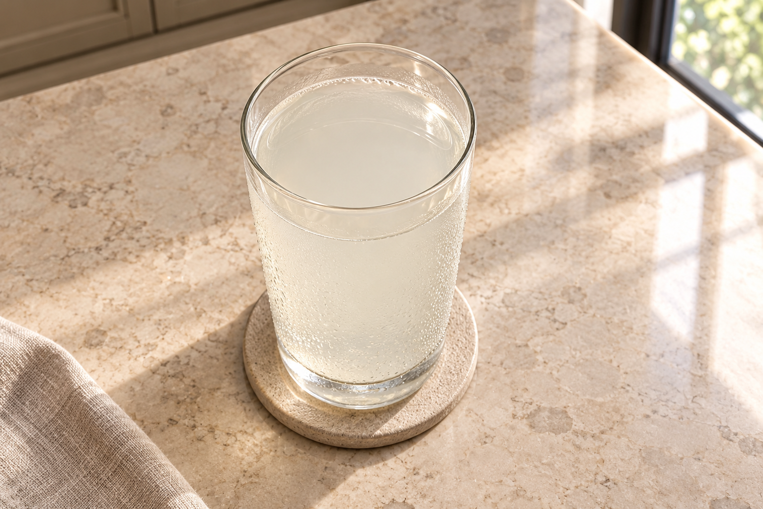 Overhead view of a coconut water electrolyte drink for Full GAPS
