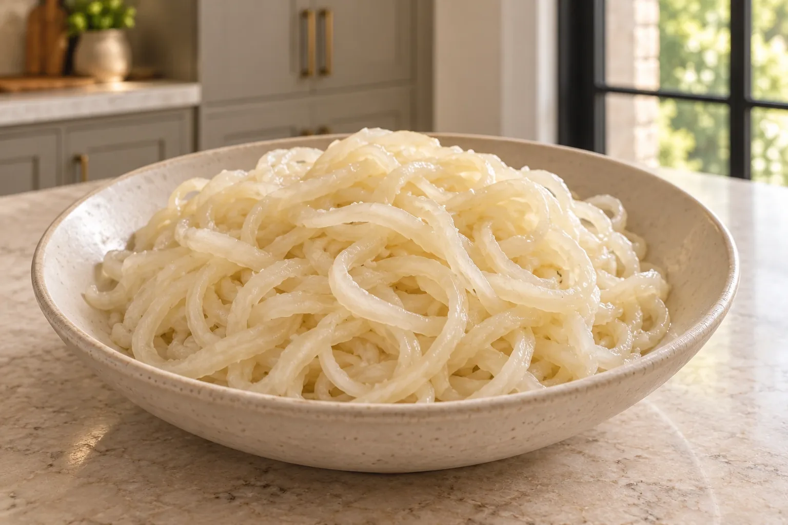 Plain saut&eacute;ed daikon radish noodles for Full GAPS
