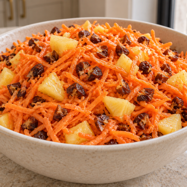 Full GAPS carrot raisin pineapple salad with chopped raisins and raw ginger dressing