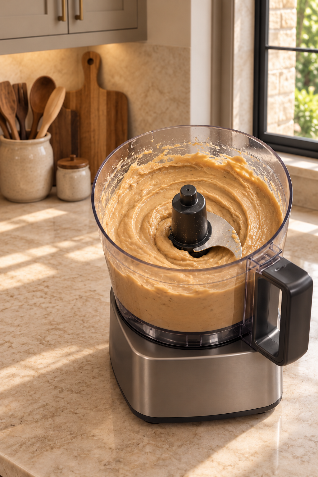 Fully cooked fermented peanuts processed into a thick smooth pale spread