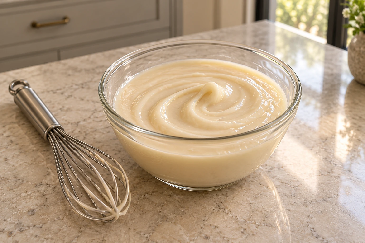 Glossy Full GAPS coconut butter icing with raw honey in a glass bowl
