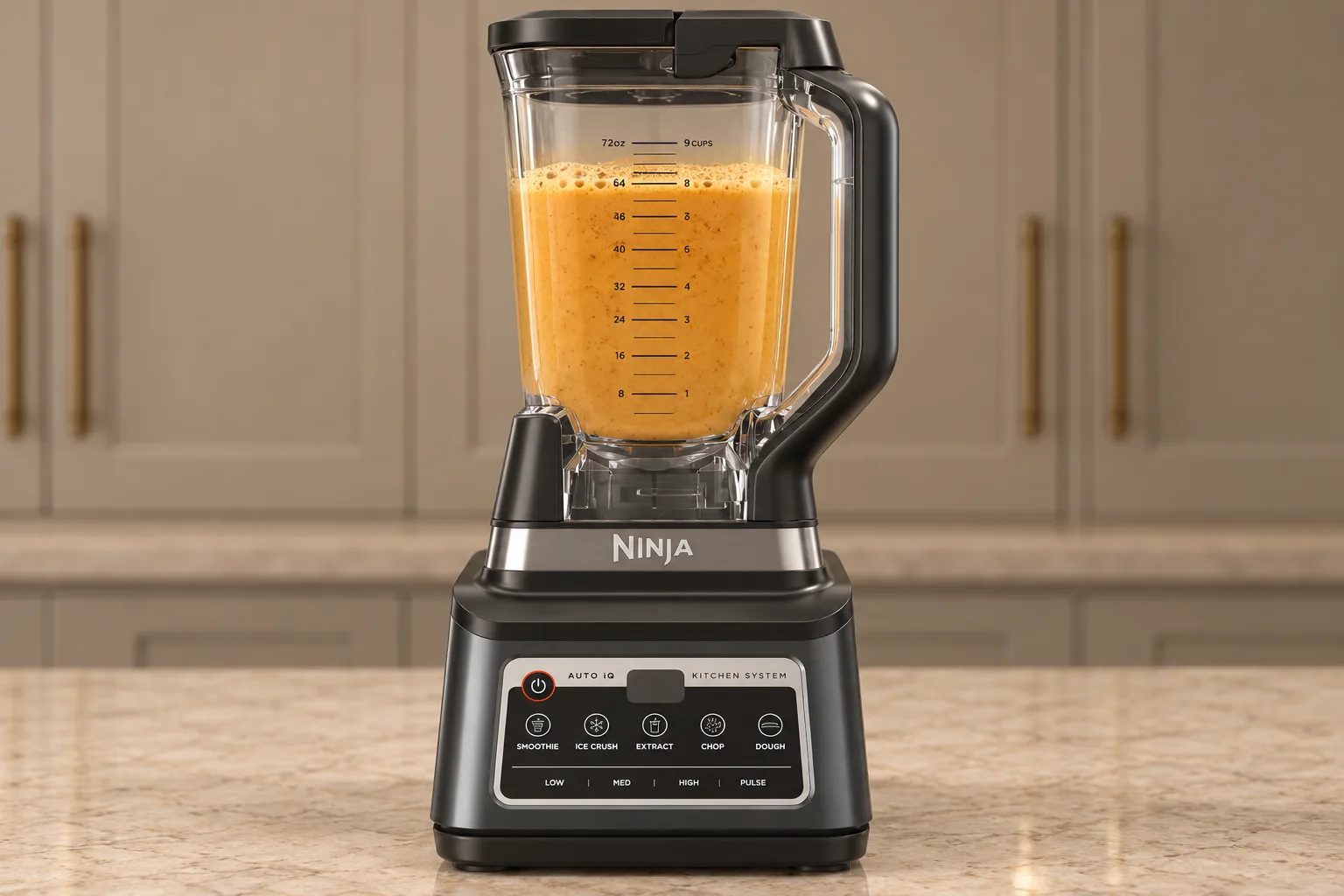 Frothy pumpkin custard blended in the exact Ninja BN801 pitcher