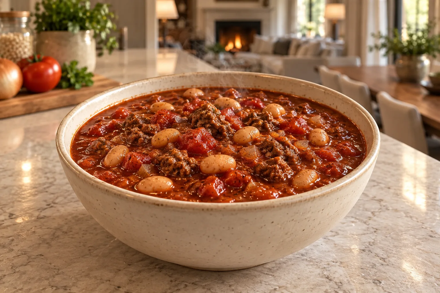 Hearty red beef and navy bean chili for Full GAPS