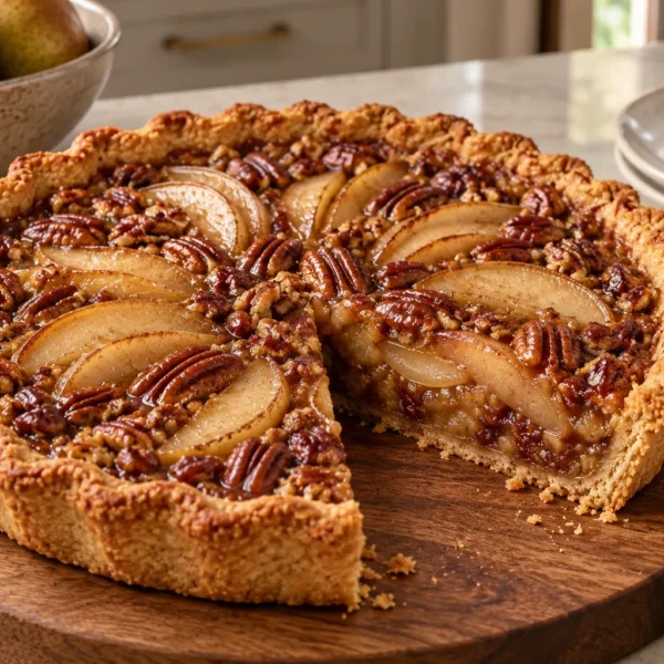 Honey-sweetened pear pecan pie for Full GAPS