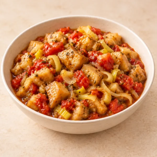 Italian eggplant, leek, and tomato skillet for Full GAPS