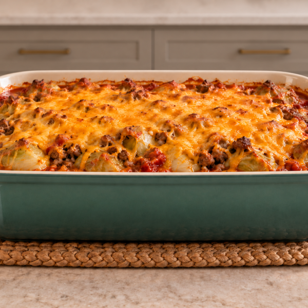 Mexican cabbage roll casserole for Full GAPS in an Artichaut baking dish
