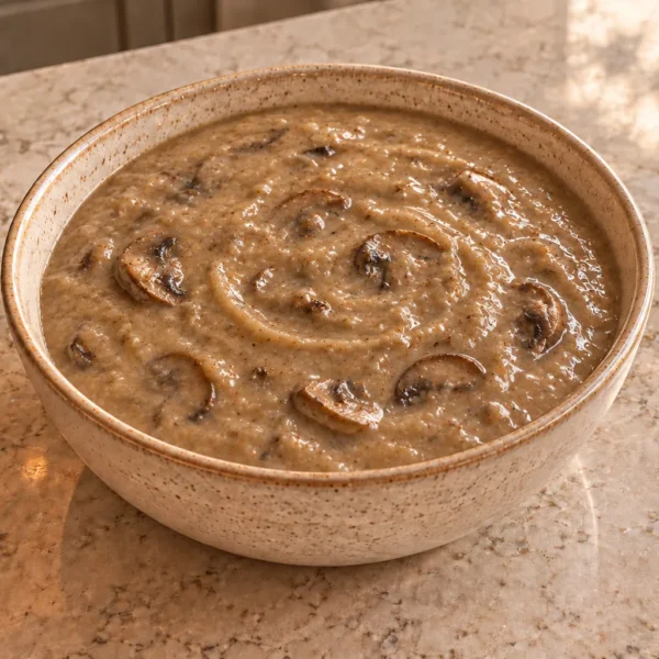Mushroom onion gravy with cauliflower for Full GAPS and sautéed mushroom slices