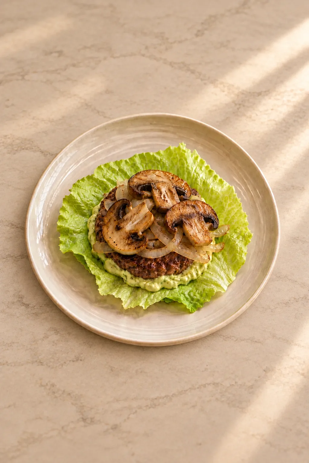 Mushroom And Onion Lettuce-Wrap Burger for Full GAPS