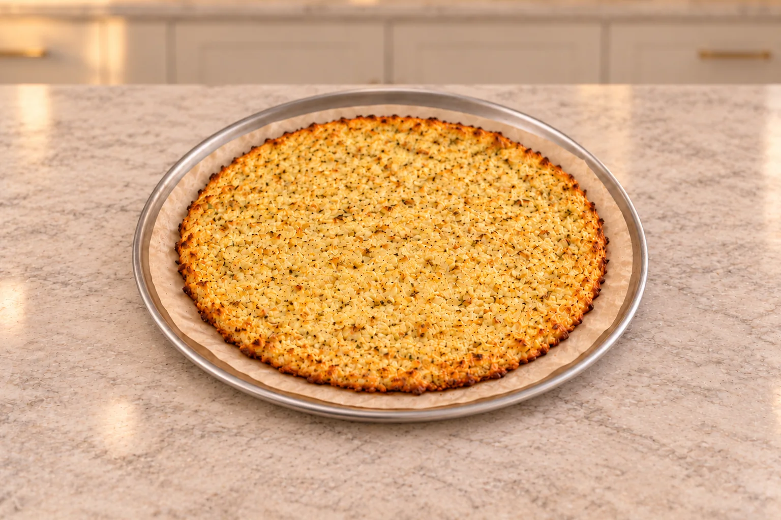 No-steam cauliflower pizza crust for Full GAPS