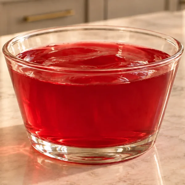 Smooth pomegranate lemon jello for Full GAPS in a clear glass pudding cup