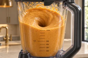 Smooth pumpkin coconut smoothie blended in the Ninja BN801