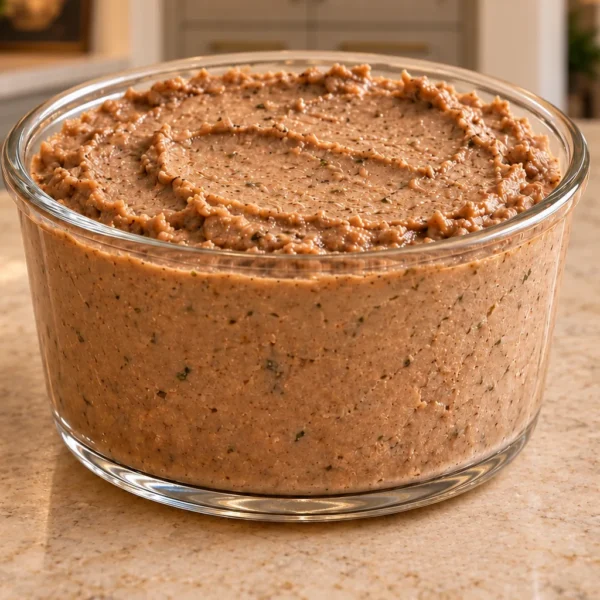 Roast-fat chicken liver pâté for Full GAPS chilled in a one-cup glass ramekin