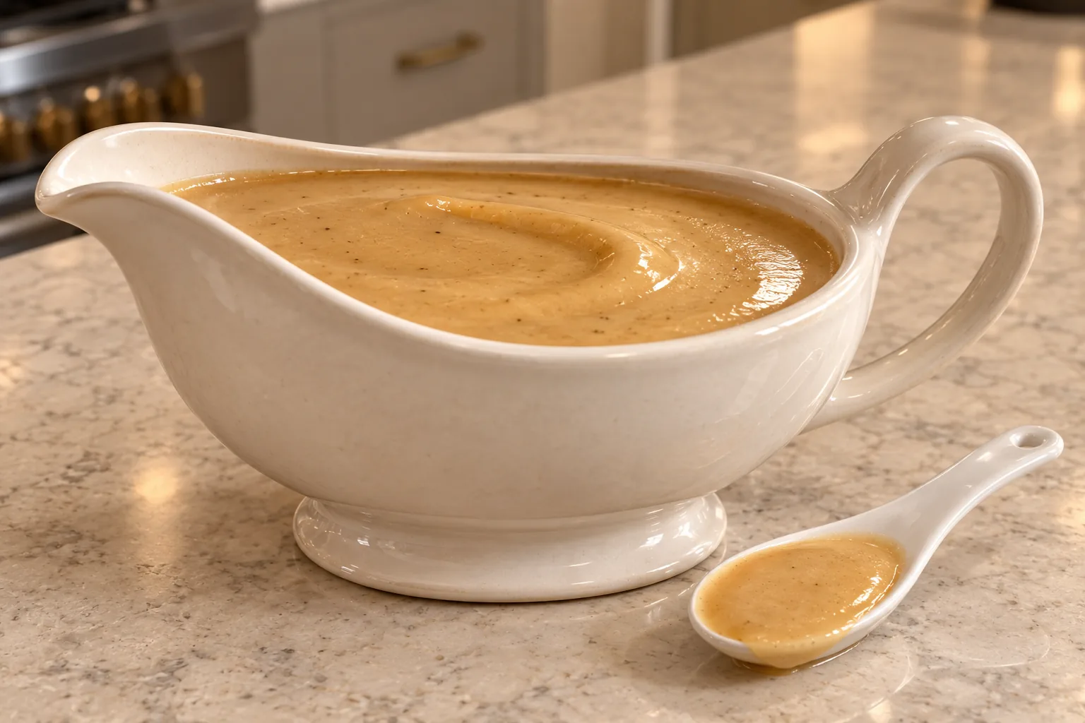 Silky cauliflower-onion gravy made with homemade meat stock for Full GAPS