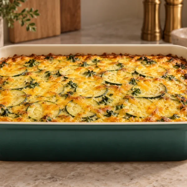 GAPS crustless zucchini kale quiche baked in an Artichaut dish