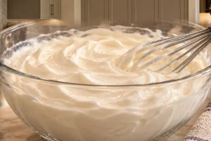 Homemade 24-hour cultured sour cream lightly whipped
