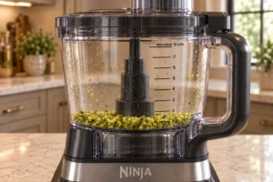 One cup roasted broccoli pulsed to a fine crumb at the one-cup line in the true-size Ninja BN801 processor