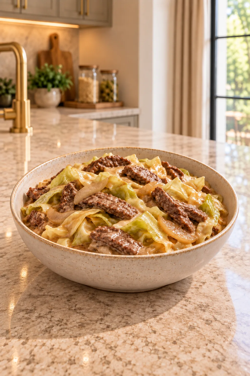 Dairy-Free Beef Stroganoff With Cabbage Noodles