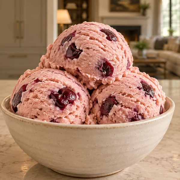 Dairy-free cherry cheesecake ice cream in the WFLI Photo House kitchen
