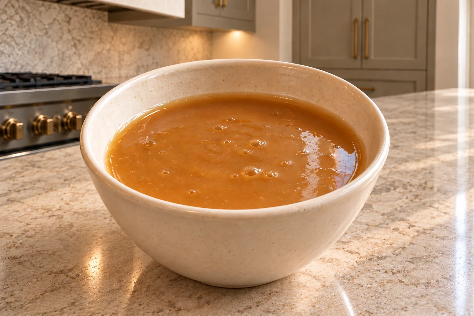 Light thin dairy-free coconut caramel sauce for Full GAPS in a small cream ceramic bowl