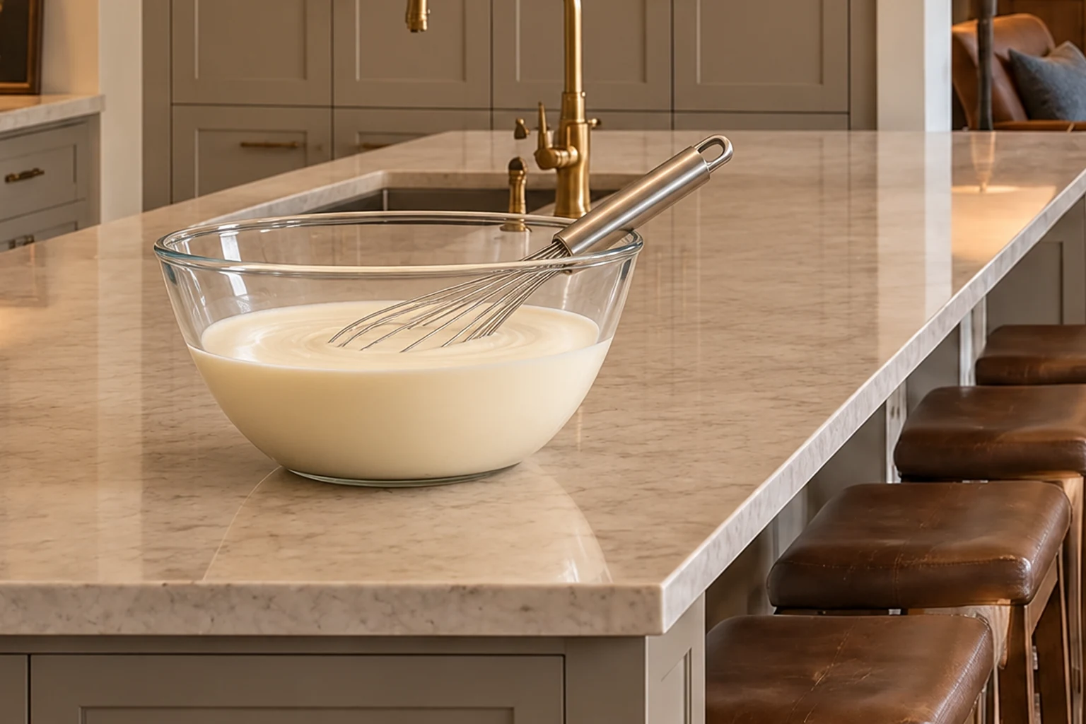 Smooth whisked fresh cream raw honey and peppermint ice cream base