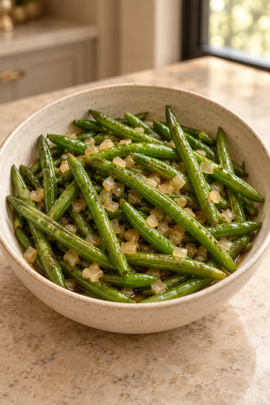 Glazed Green Beans With Onions and Meat Stock for Full GAPS