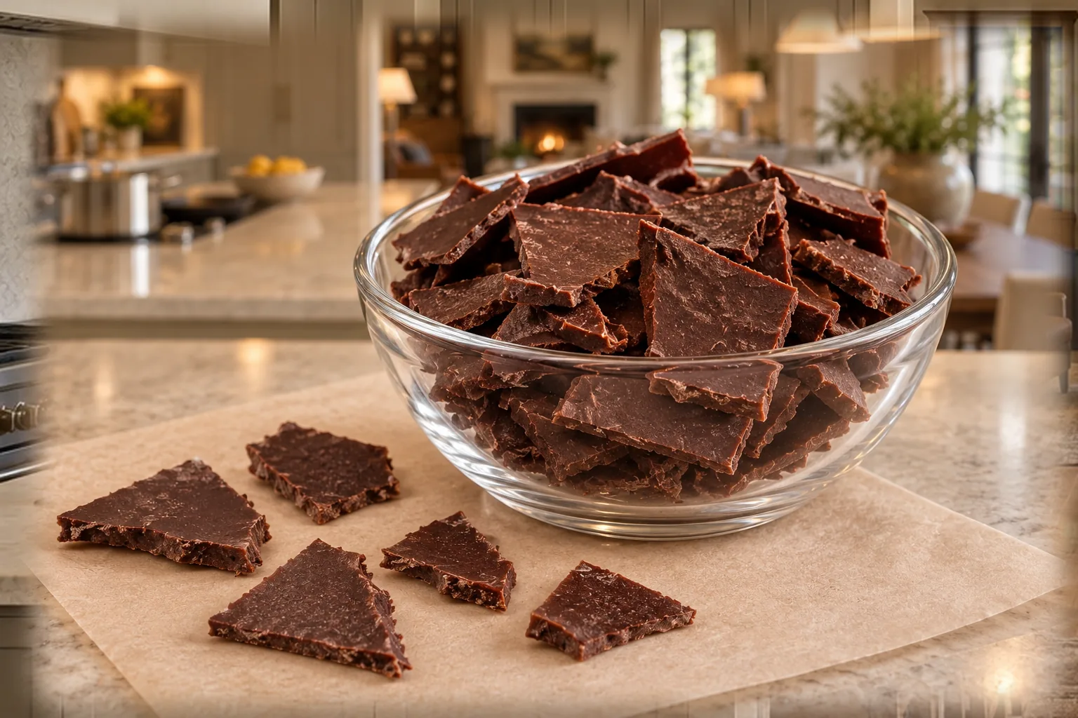 Honey-sweetened homemade cocoa chips for Later Full GAPS