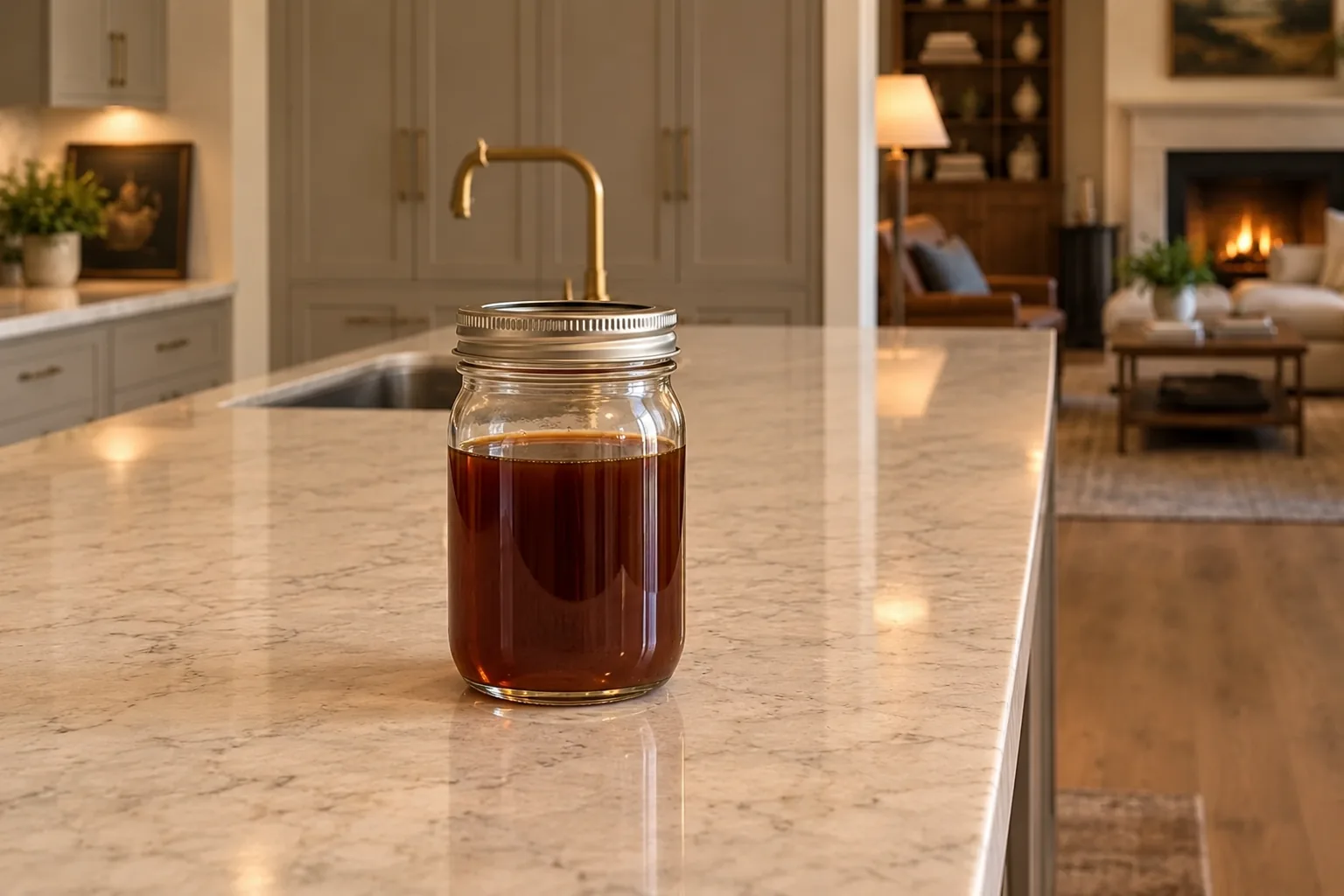 Homemade GAPS teriyaki sauce in a supported glass jar with a loose lid for the optional overnight culture