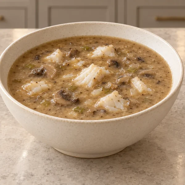 Cod and mushroom soup for GAPS Intro Stage 1