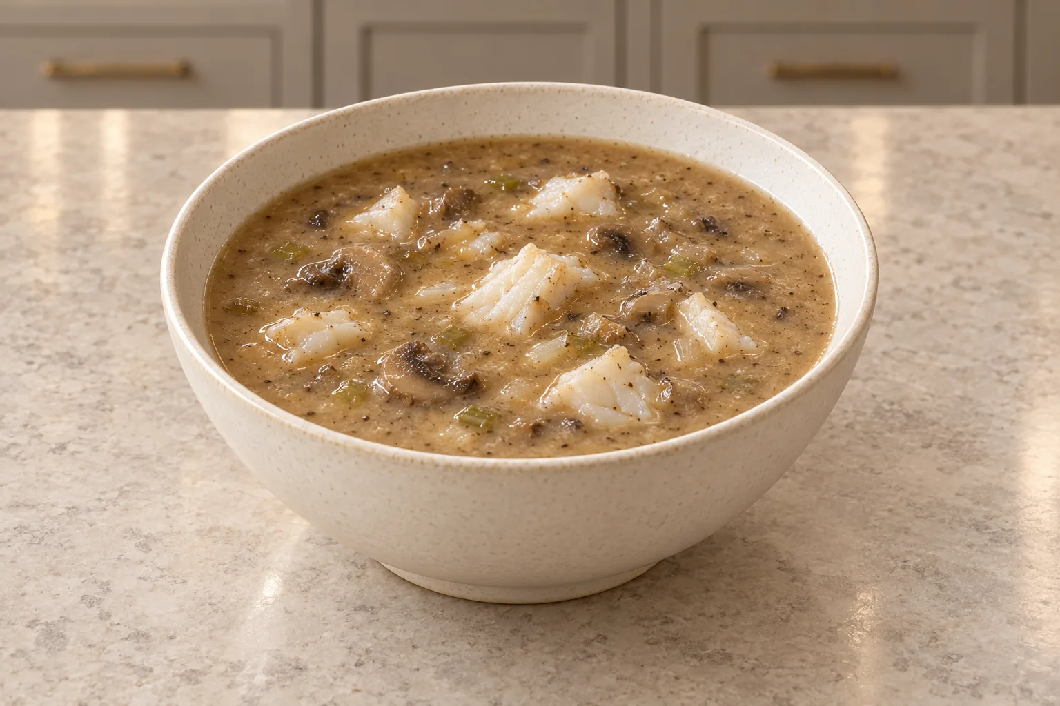 Cod and mushroom soup for GAPS Intro Stage 1