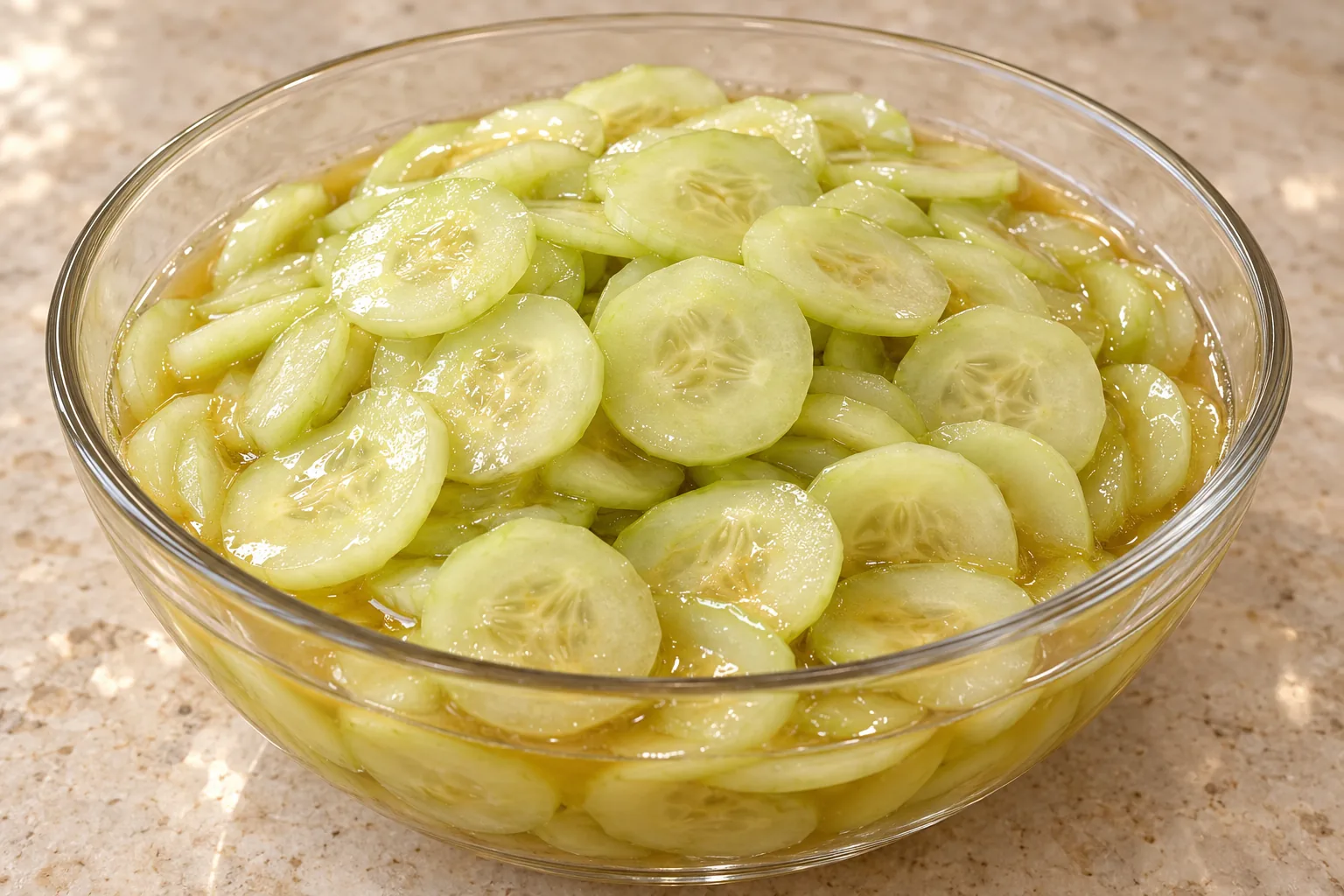 GAPS Japanese cucumber salad with peeled thin cucumber slices in honey ginger dressing