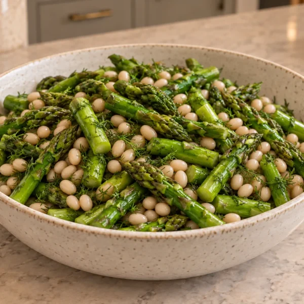 GAPS marinated asparagus and white navy bean salad with lemon and dill