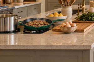 Lamb browned with onion ginger and garlic in an Artichaut skillet in the WFLI Photo House