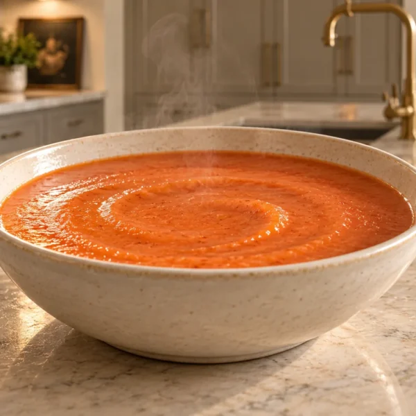 Smooth nightshade-free nomato soup with nectarines and cherries for Full GAPS in the WFLI Photo House kitchen
