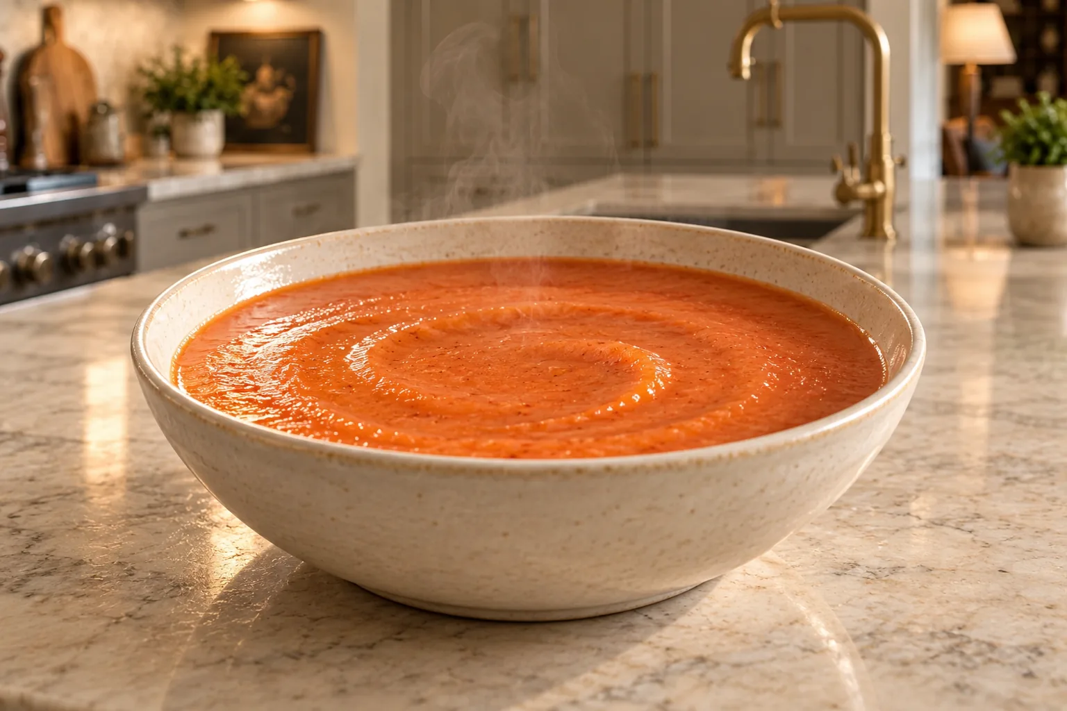 Smooth nightshade-free nomato soup with nectarines and cherries for Full GAPS in the WFLI Photo House kitchen