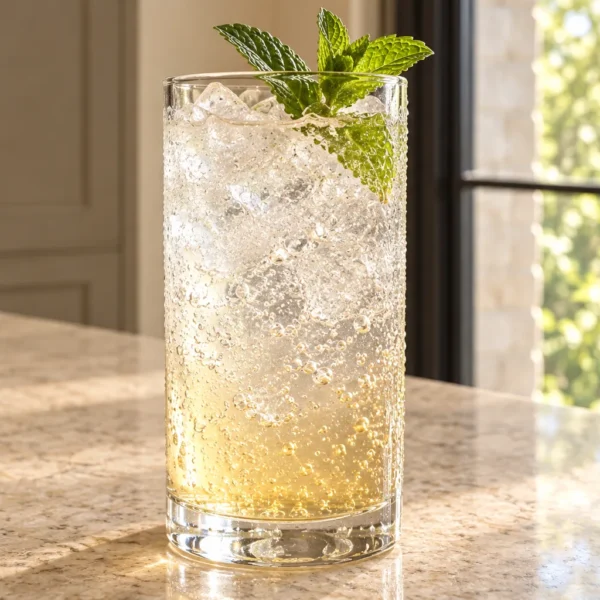 Nonalcoholic raw honey mint julep for Full GAPS in a clear sparkling highball