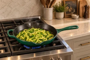 Zucchini noodles with garlic and green onions just slightly wilted for later Full GAPS Pad Thai